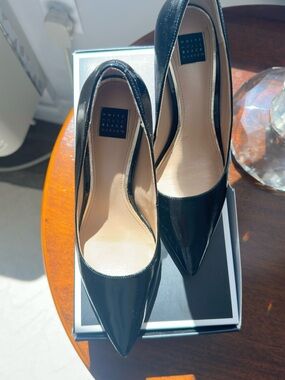 White House Black Market Shiny Black Pointed-Toe Stiletto Pumps